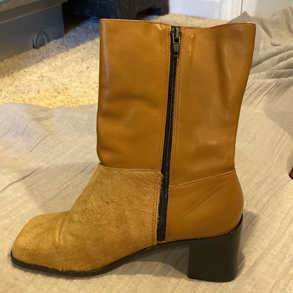 Gorgeous Tan Leather and cowhide ankle boots by Bruno Valenti, size 7.5 - Picture 2 of 11
